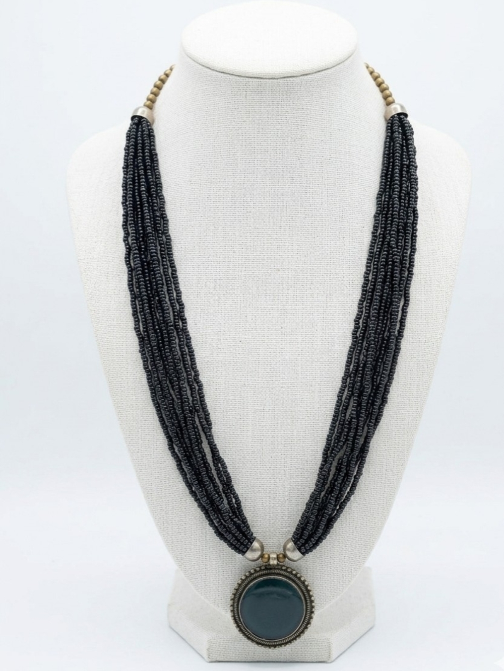 ✨ Vintage Multi-Strand Hematite Bead Statement Necklace ✨